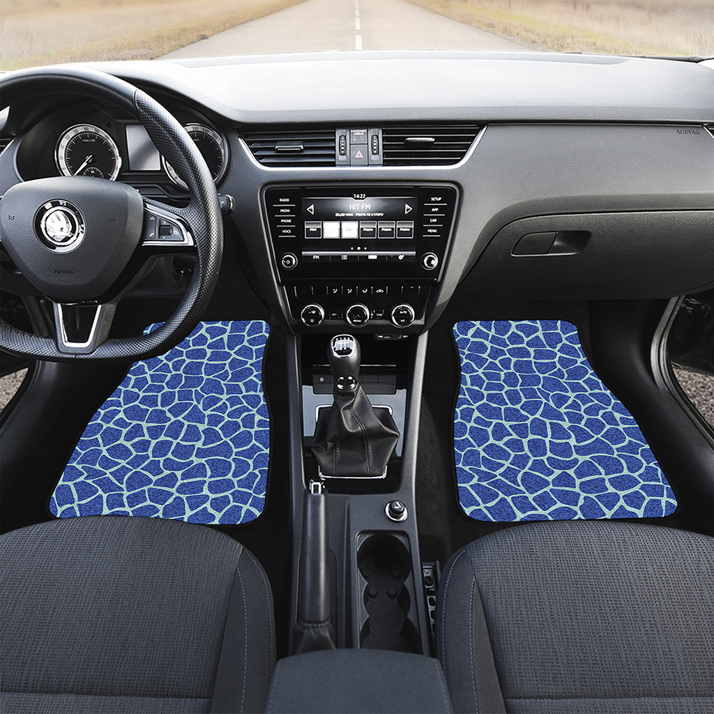 Blue Giraffe Print Front and Back Car Floor Mats