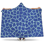 Blue Giraffe Print Hooded Blanket