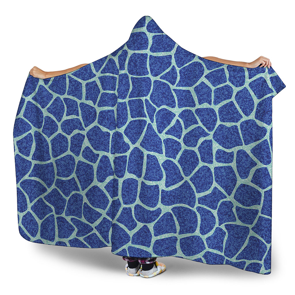 Blue Giraffe Print Hooded Blanket