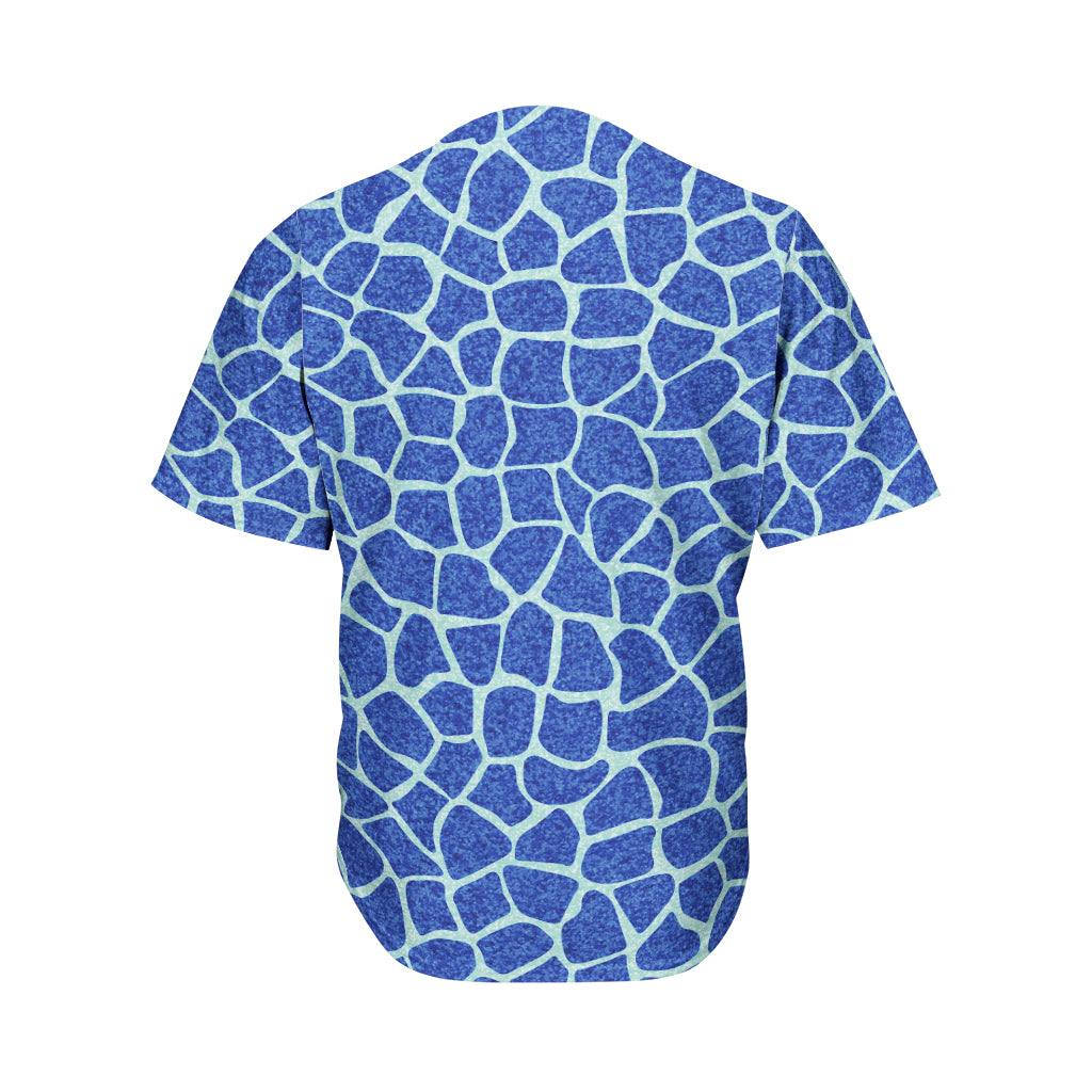 Blue Giraffe Print Men's Baseball Jersey