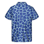 Blue Giraffe Print Men's Short Sleeve Shirt