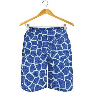 Blue Giraffe Print Men's Shorts