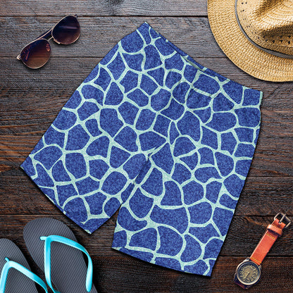 Blue Giraffe Print Men's Shorts