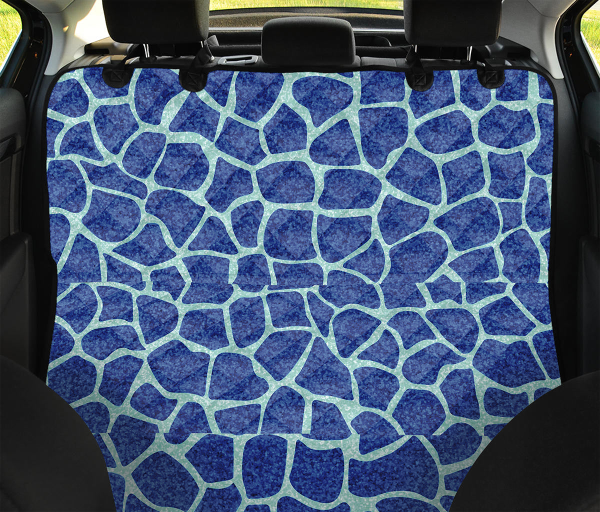 Blue Giraffe Print Pet Car Back Seat Cover