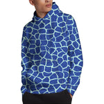 Blue Giraffe Print Pullover Hoodie