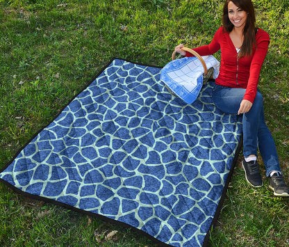 Blue Giraffe Print Quilt