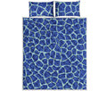 Blue Giraffe Print Quilt Bed Set