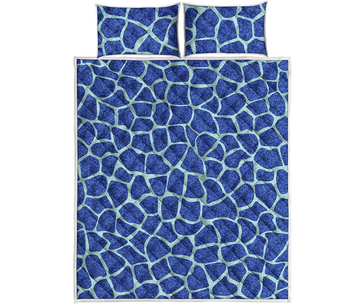 Blue Giraffe Print Quilt Bed Set