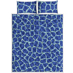 Blue Giraffe Print Quilt Bed Set