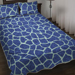 Blue Giraffe Print Quilt Bed Set