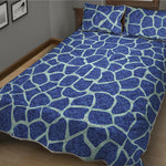 Blue Giraffe Print Quilt Bed Set