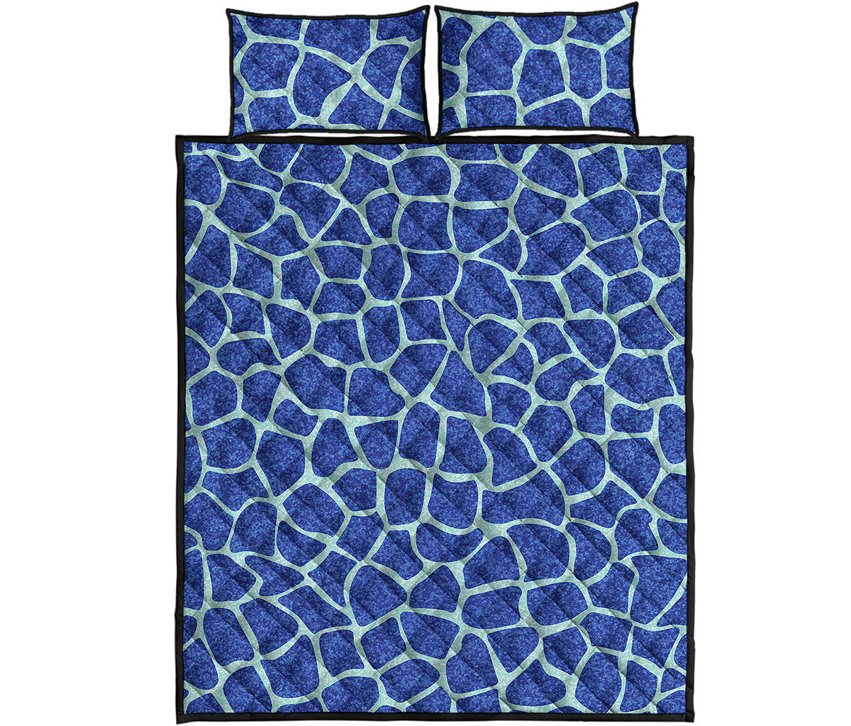 Blue Giraffe Print Quilt Bed Set