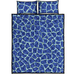 Blue Giraffe Print Quilt Bed Set