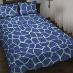 Blue Giraffe Print Quilt Bed Set