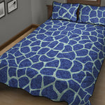 Blue Giraffe Print Quilt Bed Set