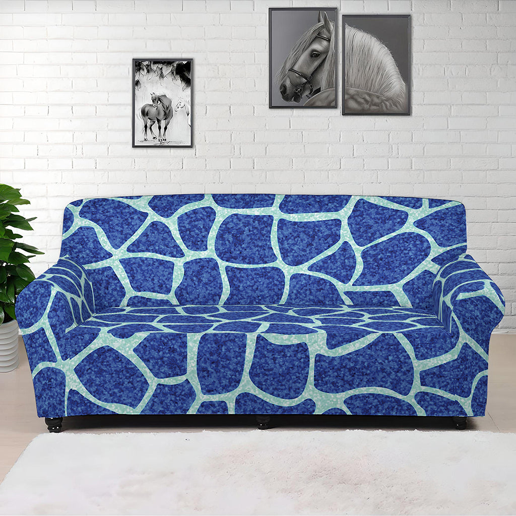 Blue Giraffe Print Sofa Cover