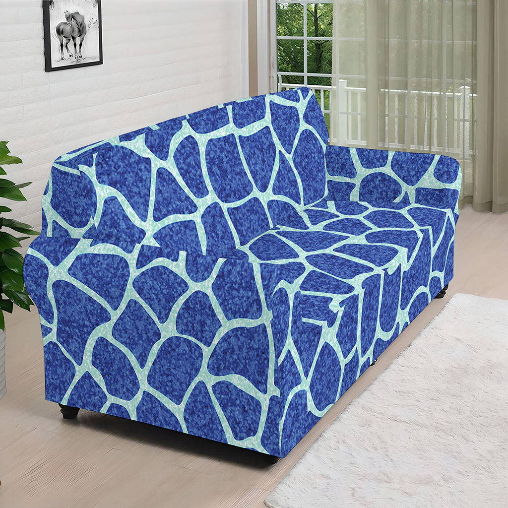 Blue Giraffe Print Sofa Cover