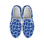 Blue Giraffe Print White Slip On Shoes