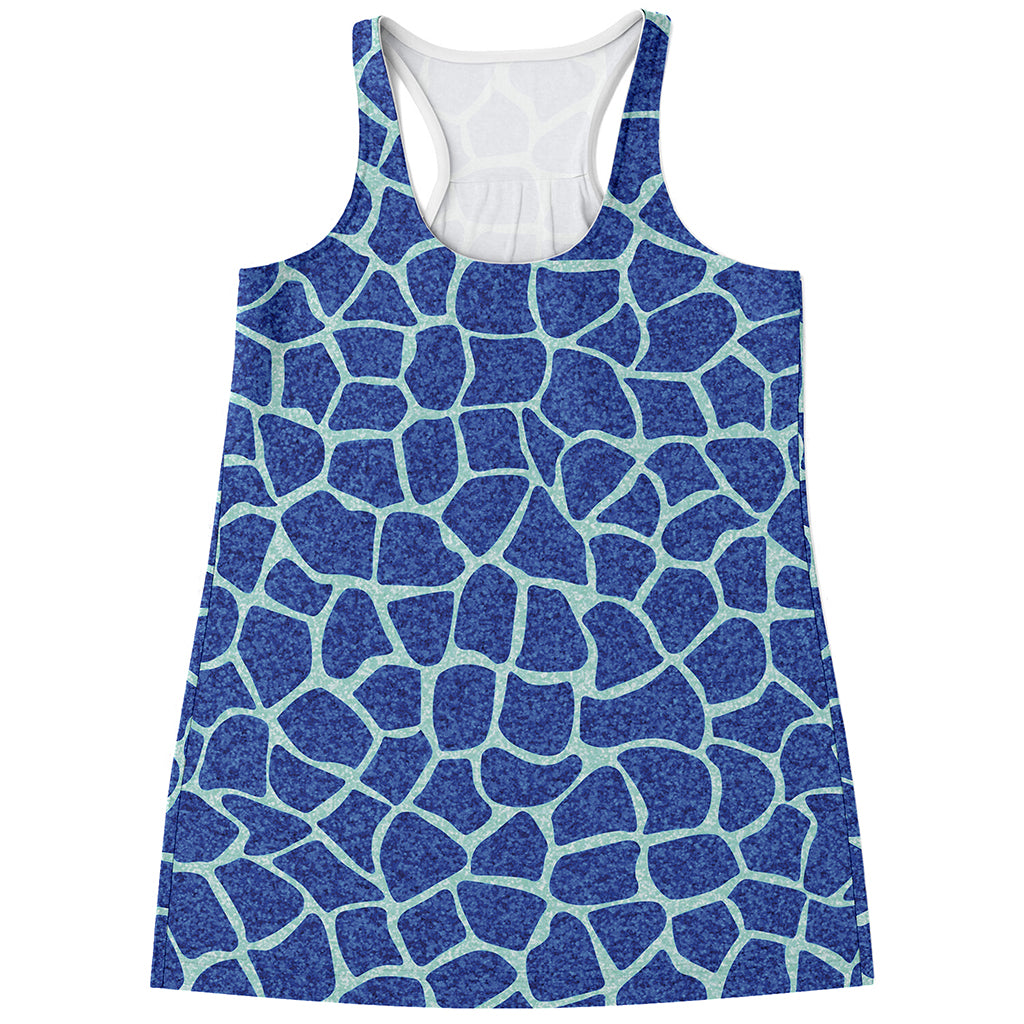 Blue Giraffe Print Women's Racerback Tank Top