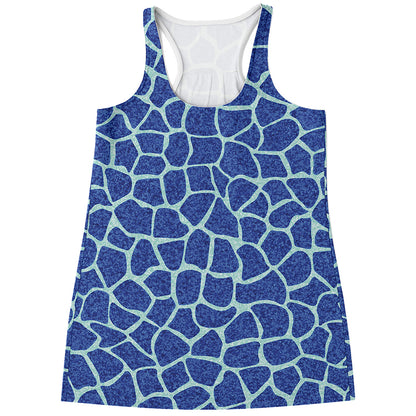 Blue Giraffe Print Women's Racerback Tank Top