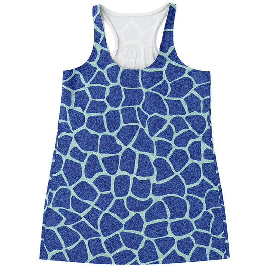 Blue Giraffe Print Women's Racerback Tank Top