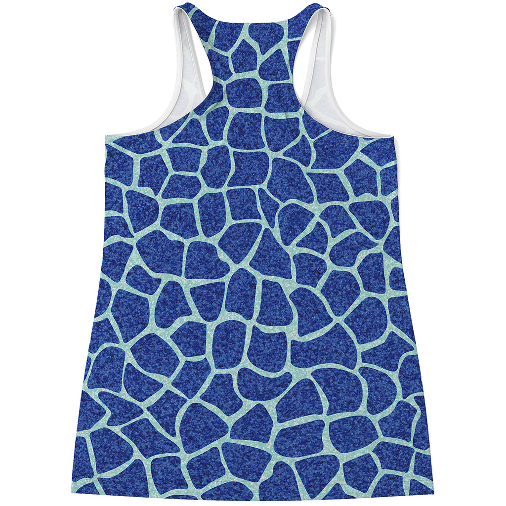 Blue Giraffe Print Women's Racerback Tank Top