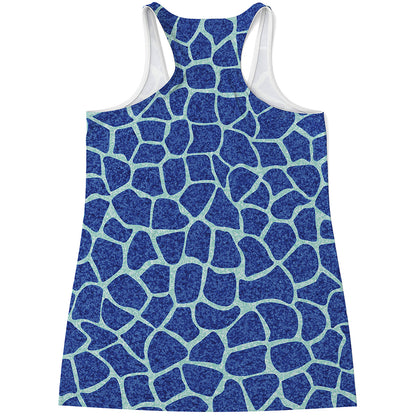 Blue Giraffe Print Women's Racerback Tank Top