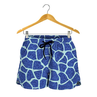 Blue Giraffe Print Women's Shorts
