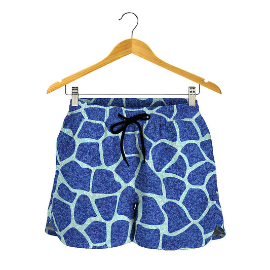 Blue Giraffe Print Women's Shorts