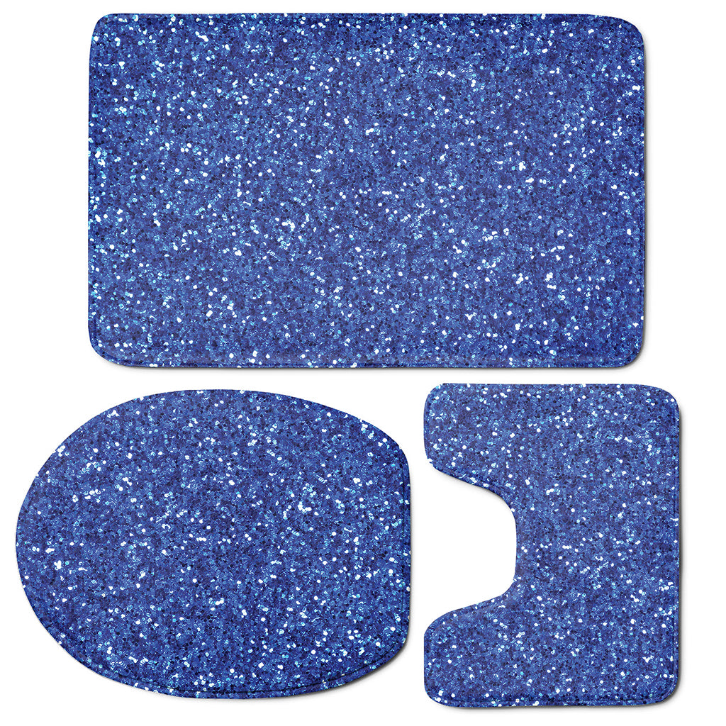 Blue Glitter Artwork Print (NOT Real Glitter) 3 Piece Bath Mat Set