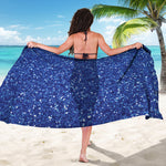 Blue Glitter Artwork Print (NOT Real Glitter) Beach Sarong Wrap