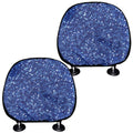 Blue (NOT Real) Glitter Print Car Headrest Covers