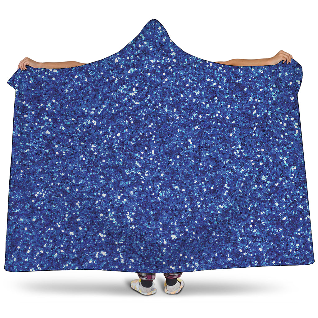 Blue Glitter Artwork Print (NOT Real Glitter) Hooded Blanket