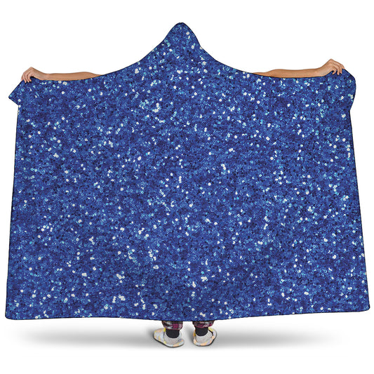 Blue Glitter Artwork Print (NOT Real Glitter) Hooded Blanket