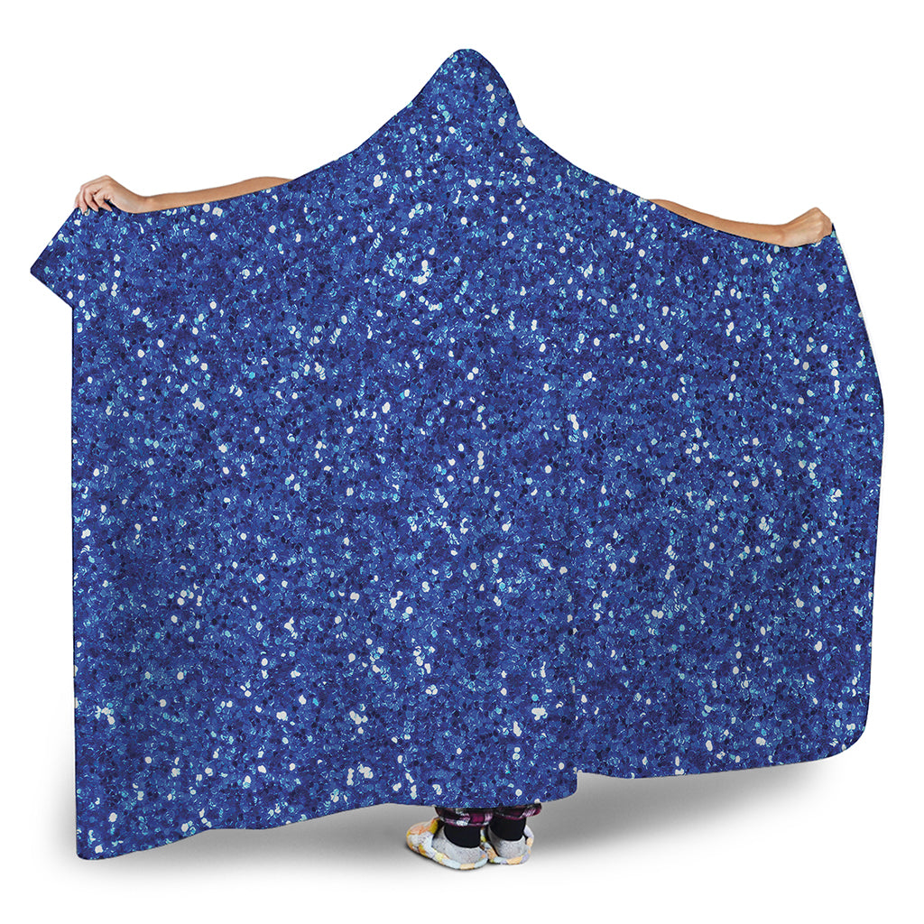 Blue Glitter Artwork Print (NOT Real Glitter) Hooded Blanket