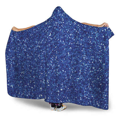 Blue Glitter Artwork Print (NOT Real Glitter) Hooded Blanket