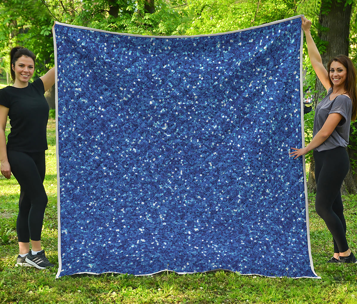 Blue Glitter Artwork Print (NOT Real Glitter) Quilt