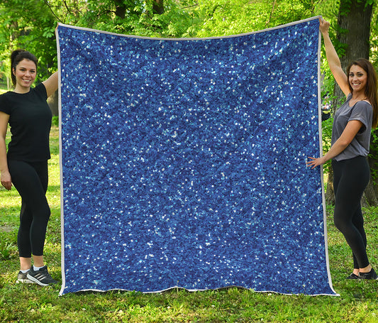 Blue Glitter Artwork Print (NOT Real Glitter) Quilt