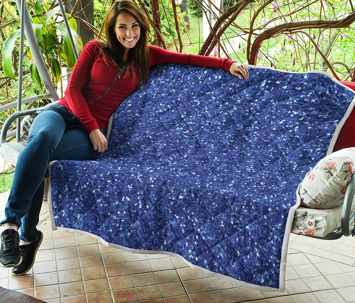 Blue Glitter Artwork Print (NOT Real Glitter) Quilt