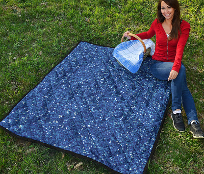 Blue Glitter Artwork Print (NOT Real Glitter) Quilt
