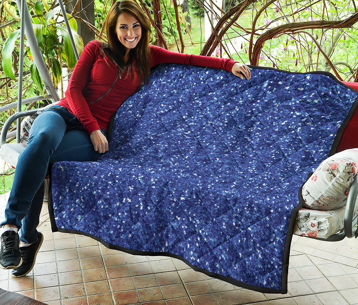 Blue Glitter Artwork Print (NOT Real Glitter) Quilt