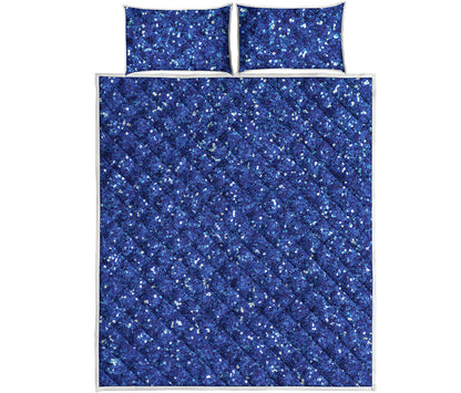 Blue Glitter Artwork Print (NOT Real Glitter) Quilt Bed Set