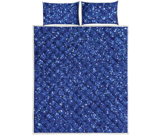 Blue Glitter Artwork Print (NOT Real Glitter) Quilt Bed Set