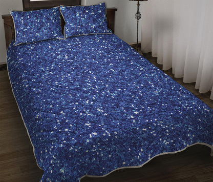 Blue Glitter Artwork Print (NOT Real Glitter) Quilt Bed Set