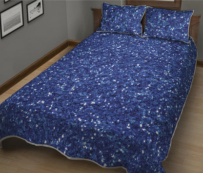 Blue Glitter Artwork Print (NOT Real Glitter) Quilt Bed Set