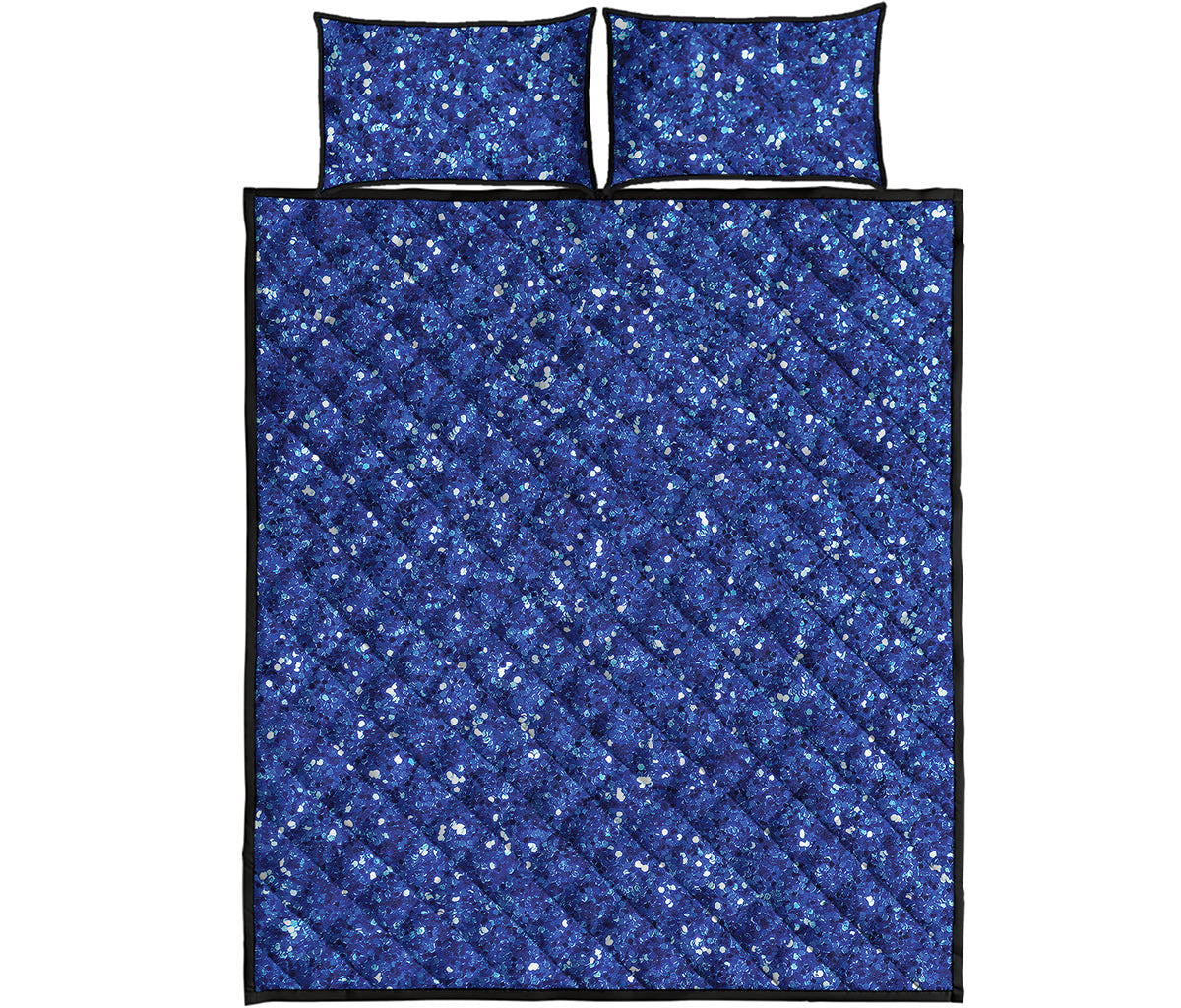 Blue Glitter Artwork Print (NOT Real Glitter) Quilt Bed Set