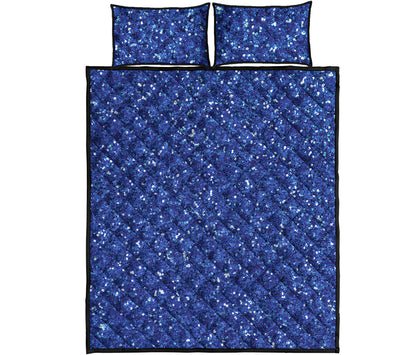 Blue Glitter Artwork Print (NOT Real Glitter) Quilt Bed Set