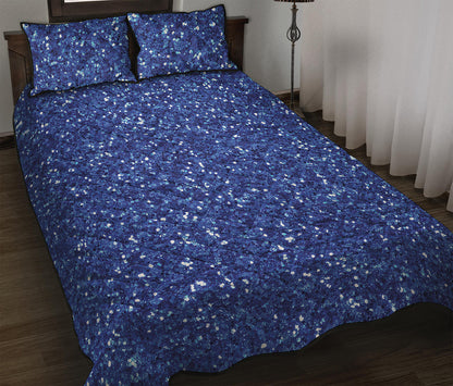 Blue Glitter Artwork Print (NOT Real Glitter) Quilt Bed Set
