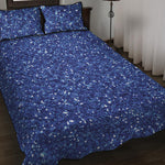 Blue Glitter Artwork Print (NOT Real Glitter) Quilt Bed Set