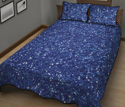 Blue Glitter Artwork Print (NOT Real Glitter) Quilt Bed Set